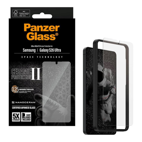 UWF Ceramic II kaljeno staklo s Fastfit za Samsung S26 Ultra, Prozirna, PanzerGlass