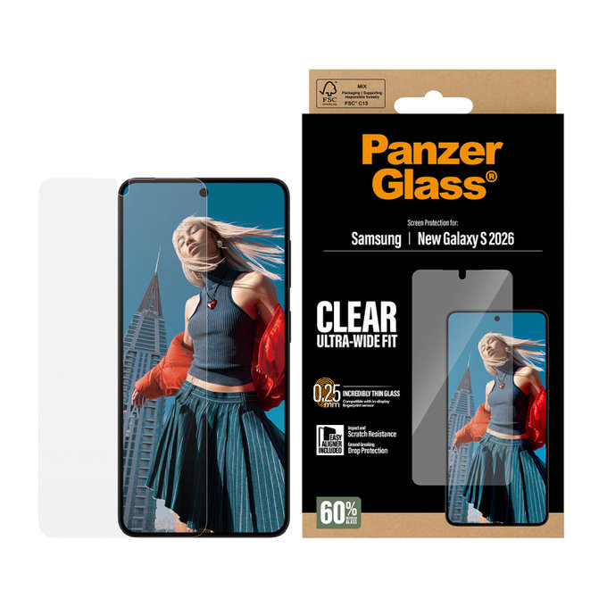 PanzerGlass - UWF kaljeno staklo s aplikatorom za Samsung Galaxy S26, prozirno