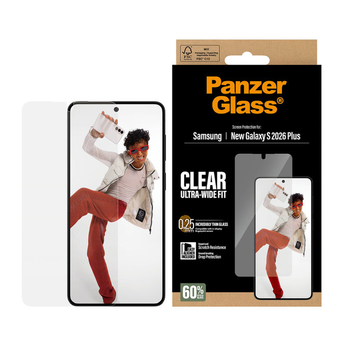 PanzerGlass - UWF kaljeno staklo s aplikatorom za Samsung Galaxy S26+, prozirno