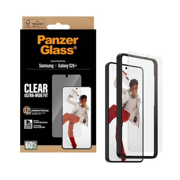 PanzerGlass - UWF kaljeno staklo s aplikatorom za Samsung Galaxy S26+, prozirno
