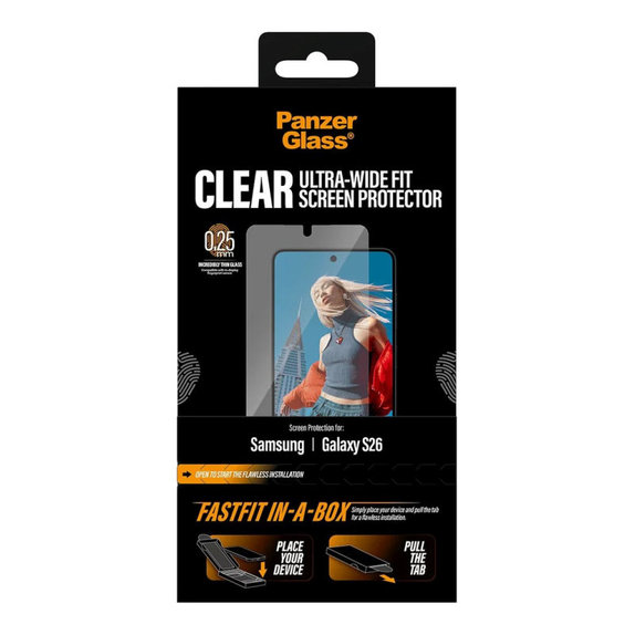 UWF kaljeno staklo s FASTFIT In-A-Box za Samsung S26, transparent, PanzerGlass