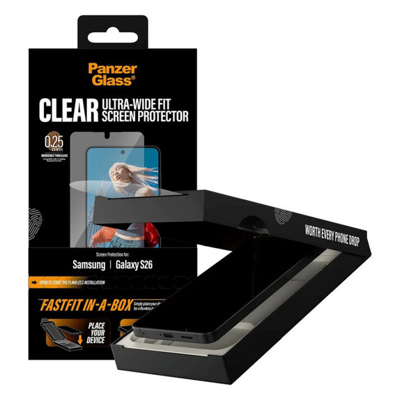 UWF kaljeno staklo s FASTFIT In-A-Box za Samsung S26, transparent, PanzerGlass
