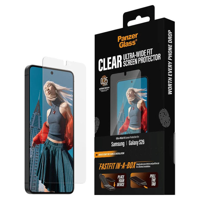 UWF kaljeno staklo s FASTFIT In-A-Box za Samsung S26, transparent, PanzerGlass