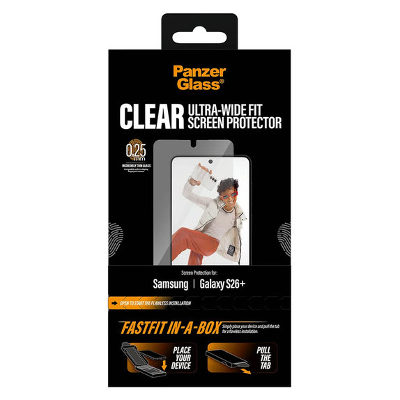 Kaljeno staklo UWF s Fastfit In-A-Box za Samsung Galaxy S26+, Prozirna, PanzerGlass