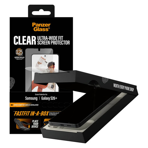Kaljeno staklo UWF s Fastfit In-A-Box za Samsung Galaxy S26+, Prozirna, PanzerGlass