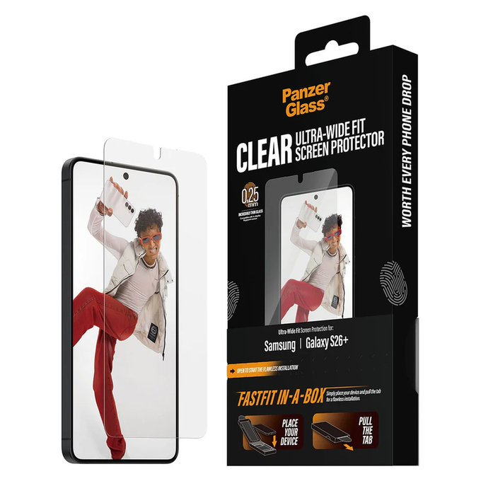 Kaljeno staklo UWF s Fastfit In-A-Box za Samsung Galaxy S26+, Prozirna, PanzerGlass