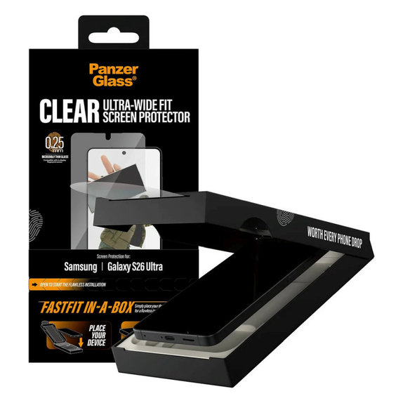 UWF kaljeno staklo s FASTFIT In-A-Box za Samsung S26 Ultra, Prozirna, PanzerGlass