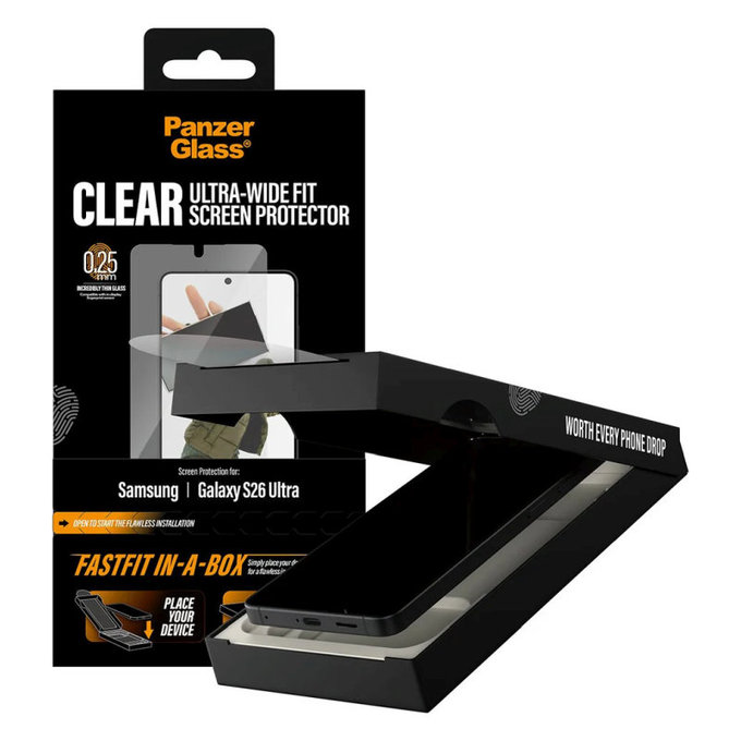 UWF kaljeno staklo s FASTFIT In-A-Box za Samsung S26 Ultra, Prozirna, PanzerGlass