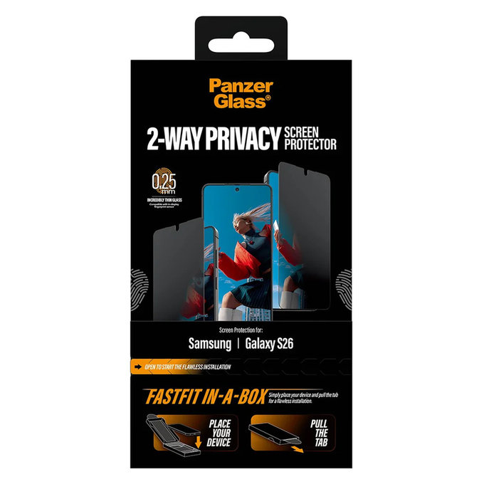 Kaljeno staklo UWF 2-Way Privacy s Fastfit In-A-Box za Samsung Galaxy S26, Prozirna, PanzerGlass