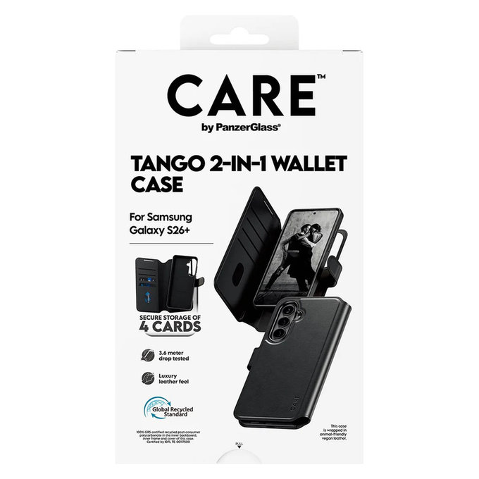 Maska Tango Wallet Two-In-One s QI za Samsung Galaxy S26+, Crna, PanzerGlass