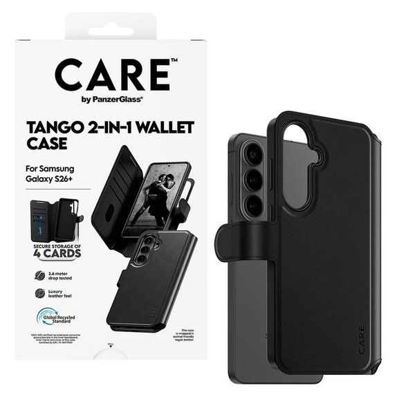 Maska Tango Wallet Two-In-One s QI za Samsung Galaxy S26+, Crna, PanzerGlass