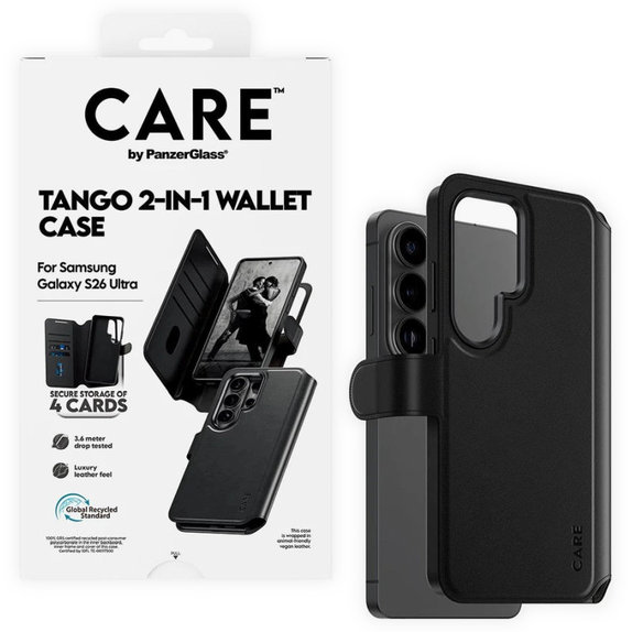 Maska Wallet Tango Two-In-One s QI za Samsung S26 Ultra, crna, CARE