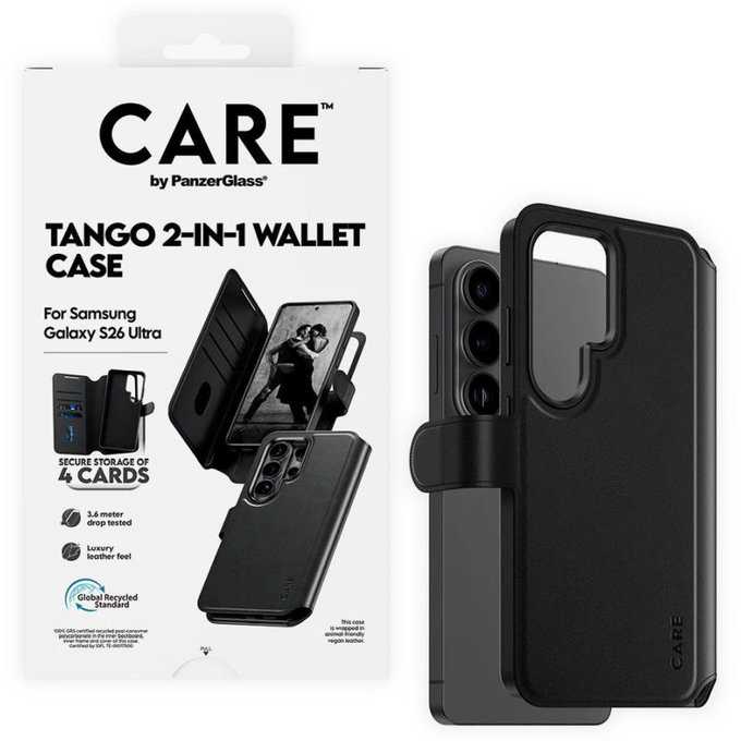 Maska Wallet Tango Two-In-One s QI za Samsung S26 Ultra, crna, CARE
