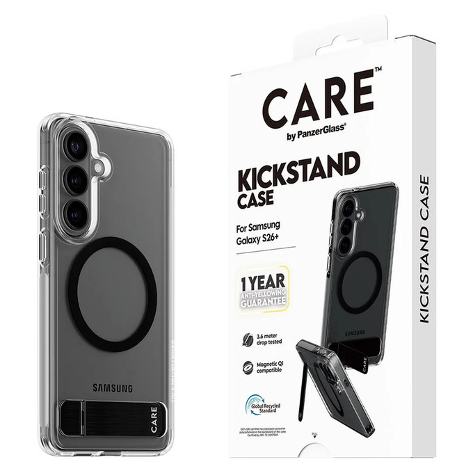 Maska Kickstand s crnim QI za Samsung Galaxy S26+, Crna, PanzerGlass