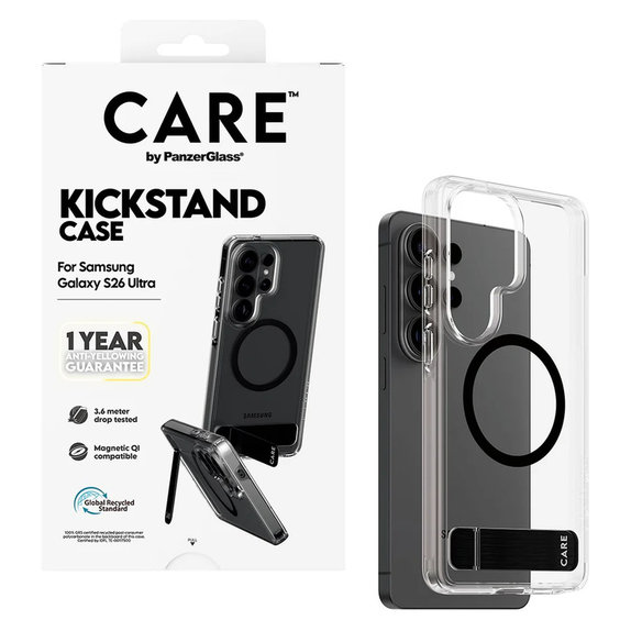 Maska Kickstand s crnim QI za Samsung Galaxy S26 Ultra, Prozirna, PanzerGlass