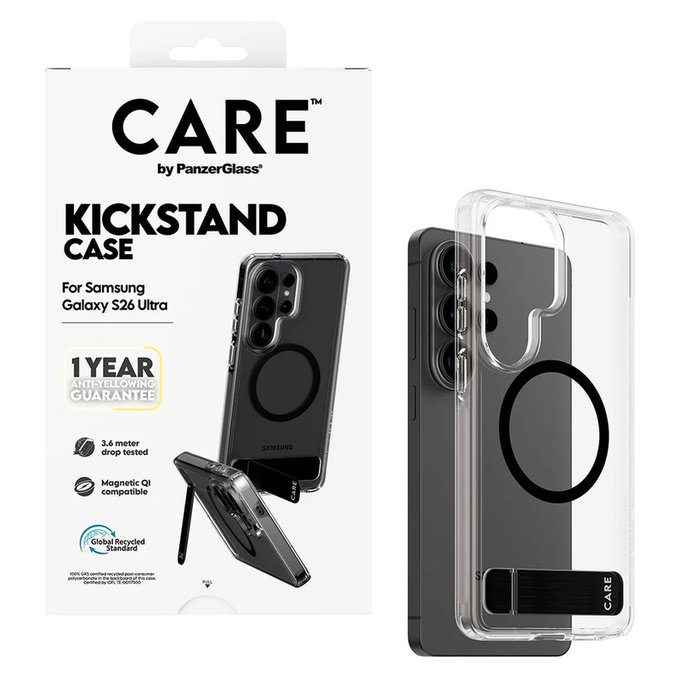 Maska Kickstand s crnim QI za Samsung Galaxy S26 Ultra, Prozirna, PanzerGlass