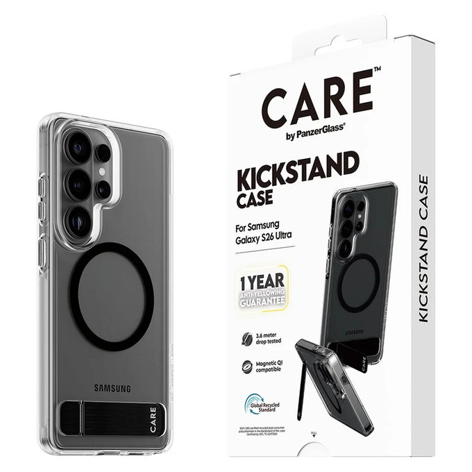 Maska Kickstand s crnim QI za Samsung Galaxy S26 Ultra, Prozirna, PanzerGlass