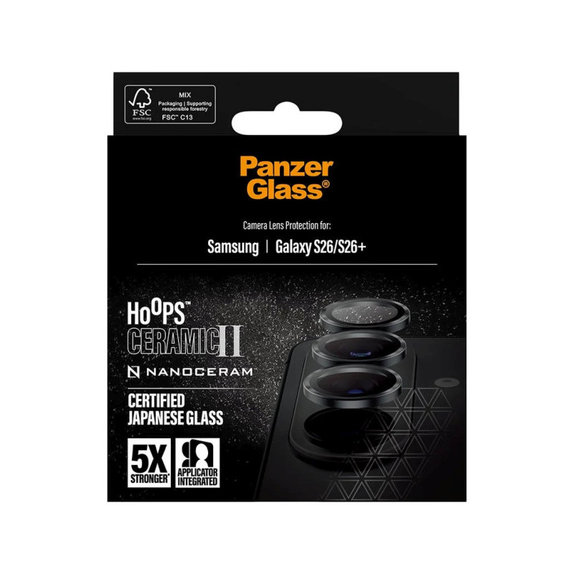 Zaštita objektiva Hoops Ceramic II za Samsung S26/S26+, Crna, PanzerGlass