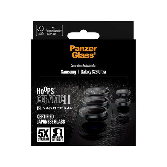 Zaštita objektiva Hoops Ceramic II za Samsung S26 Ultra, Crna, PanzerGlass