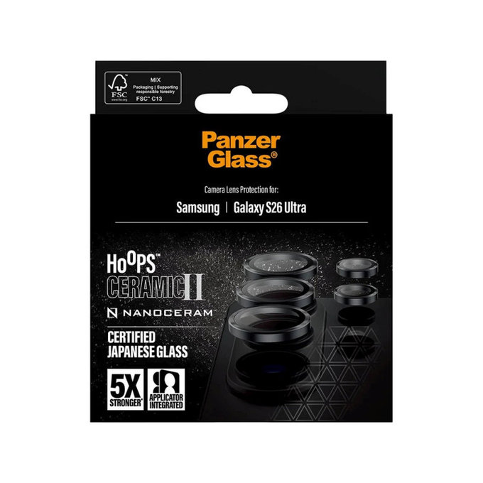Zaštita objektiva Hoops Ceramic II za Samsung S26 Ultra, Crna, PanzerGlass