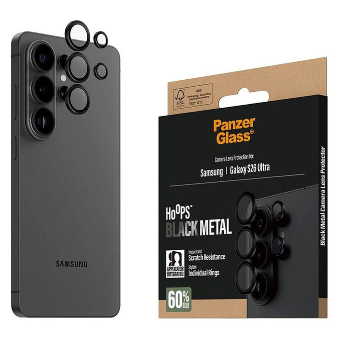 Zaštita objektiva Hoops za Samsung S26 Ultra, Crna, PanzerGlass