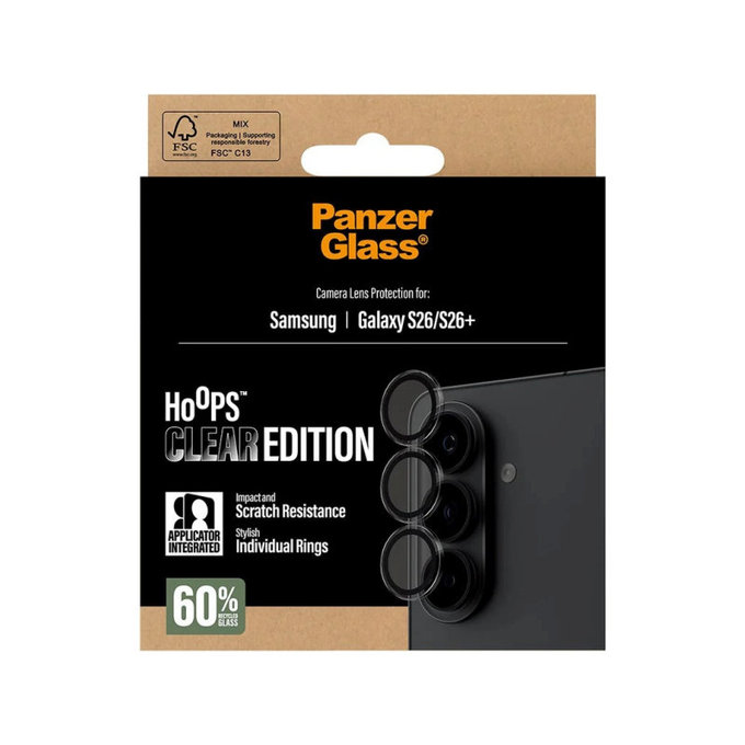 Zaštita objektiva Hoops za Samsung S26/S26+, transparent, PanzerGlass