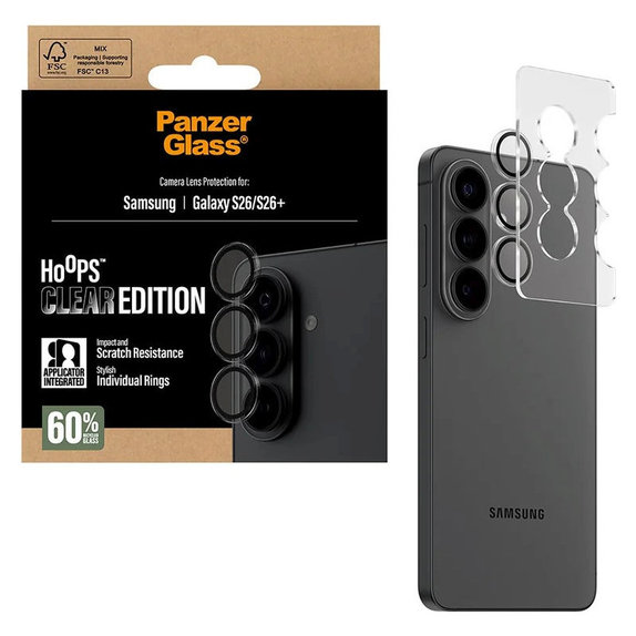 Zaštita objektiva Hoops za Samsung S26/S26+, transparent, PanzerGlass
