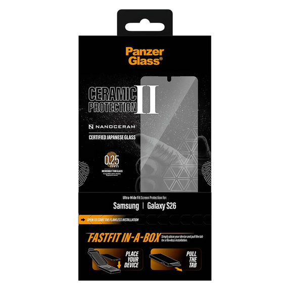 Kaljeno staklo UWF Ceramic s Fastfit In-A-Box za Samsung Galaxy S26, Prozirna, PanzerGlass