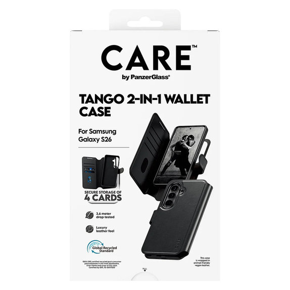 Maska Tango Wallet Two-In-One s QI za Samsung Galaxy S26, Crna, PanzerGlass