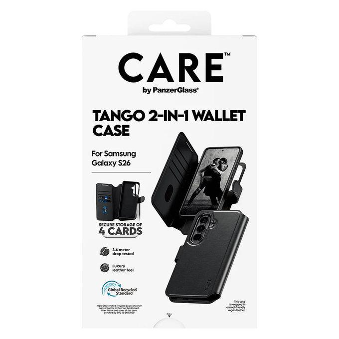 Maska Tango Wallet Two-In-One s QI za Samsung Galaxy S26, Crna, PanzerGlass