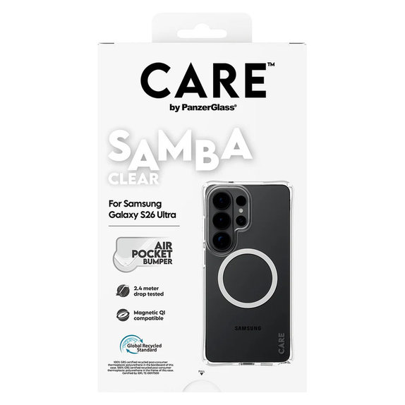 Maska Samba s bijelim QI za Samsung Galaxy S26 Ultra, Prozirna, PanzerGlass