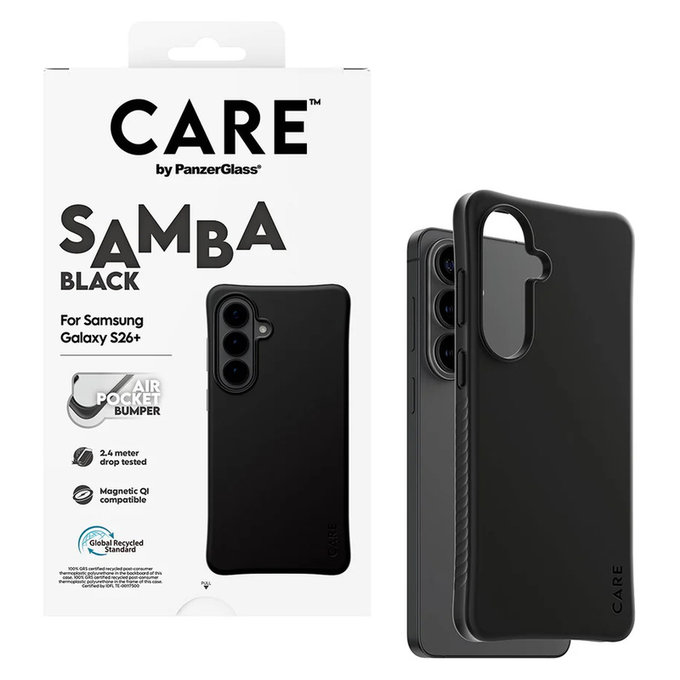 Maska Samba s QI za Samsung Galaxy S26+, Crna, PanzerGlass