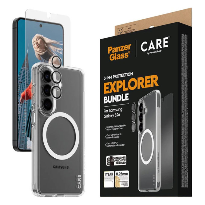 Bundle 3u1 Explorer za Samsung S26, PanzerGlass