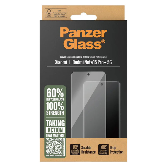 Kaljeno staklo UWF za Xiaomi Redmi Note 15 Pro+ 5G, Crna, PanzerGlass