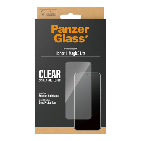 UWF kaljeno staklo za Honor Magic8 Lite, Crna, PanzerGlass