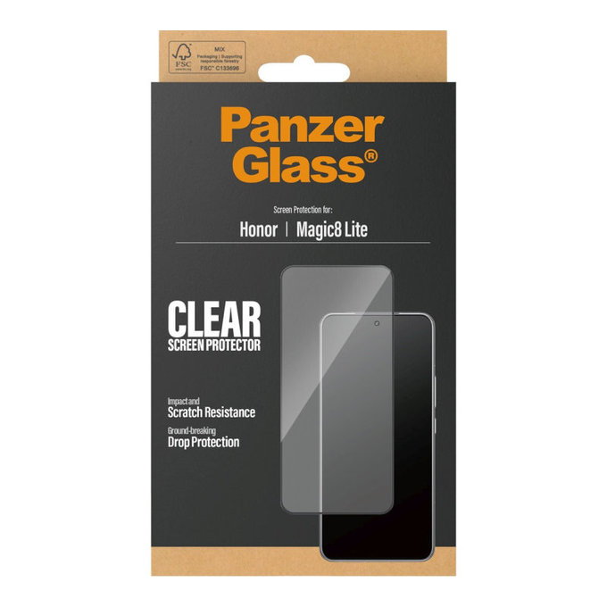 UWF kaljeno staklo za Honor Magic8 Lite, Crna, PanzerGlass