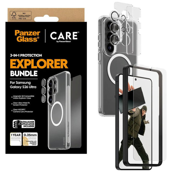 Bundle 3u1 Explorer za Samsung S26 Ultra, PanzerGlass