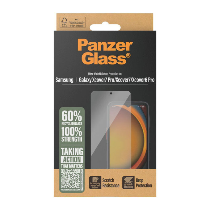 Kaljeno staklo UWF za Samsung Galaxy Xcover7 Pro/Xcover7/Xcover6 Pro, Prozirna, PanzerGlass