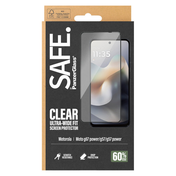 Kaljeno staklo UWF za Motorola Moto G57 Power 5G, Crna, SAFE by PanzerGlass