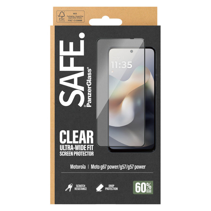 Kaljeno staklo UWF za Motorola Moto G57 Power 5G, Crna, SAFE by PanzerGlass