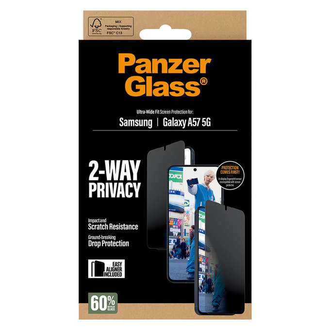 Kaljeno staklo UWF Privacy s aplikatorom za Samsung Galaxy A57, Prozirna, PanzerGlass
