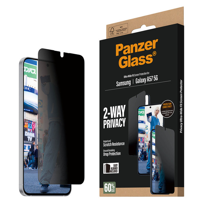 Kaljeno staklo UWF Privacy s aplikatorom za Samsung Galaxy A57, Prozirna, PanzerGlass