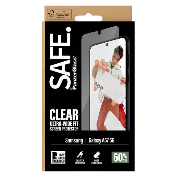 Kaljeno staklo UWF s aplikatorom za Samsung Galaxy A57, Prozirna, SAFE by PanzerGlass