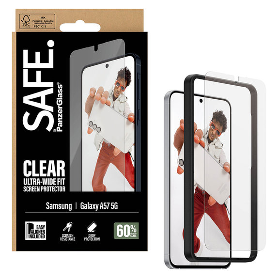 Kaljeno staklo UWF s aplikatorom za Samsung Galaxy A57, Prozirna, SAFE by PanzerGlass