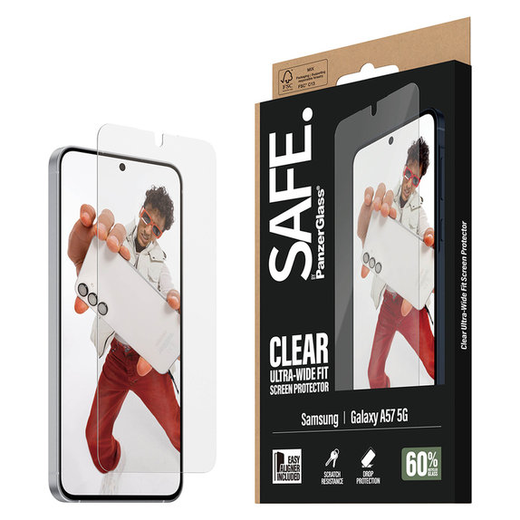 Kaljeno staklo UWF s aplikatorom za Samsung Galaxy A57, Prozirna, SAFE by PanzerGlass