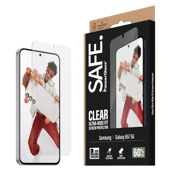 Kaljeno staklo UWF s aplikatorom za Samsung Galaxy A57, Prozirna, SAFE by PanzerGlass