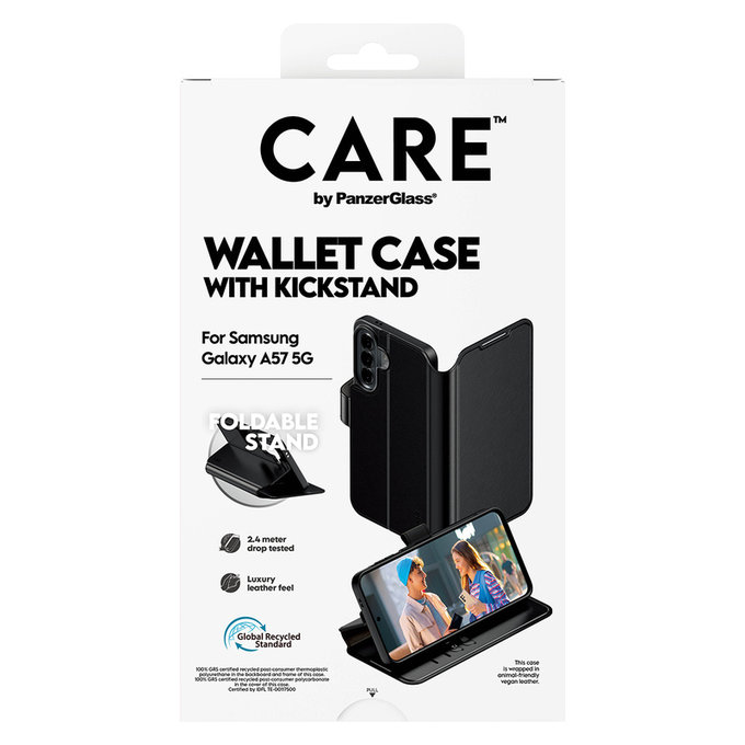 Maska Wallet Kickstand za Samsung Galaxy A57, Crna, PanzerGlass