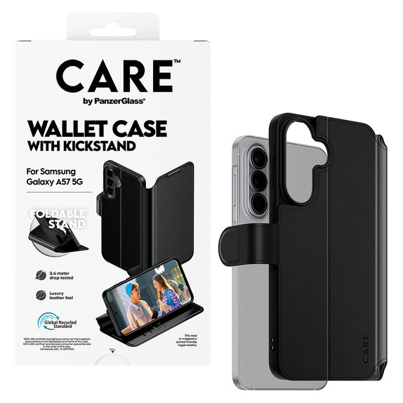 Maska Wallet Kickstand za Samsung Galaxy A57, Crna, PanzerGlass