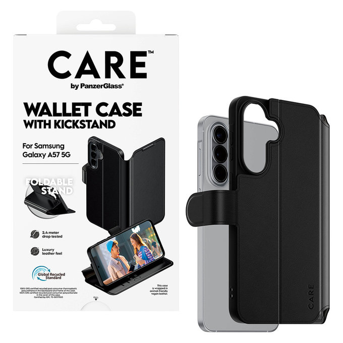 Maska Wallet Kickstand za Samsung Galaxy A57, Crna, PanzerGlass