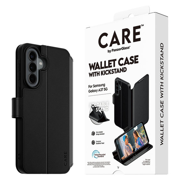 Maska Wallet Kickstand za Samsung Galaxy A37, Crna, PanzerGlass